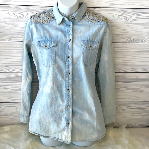 Red Tulips Tops - Red Tulips Jean/Rhinestone Shirt